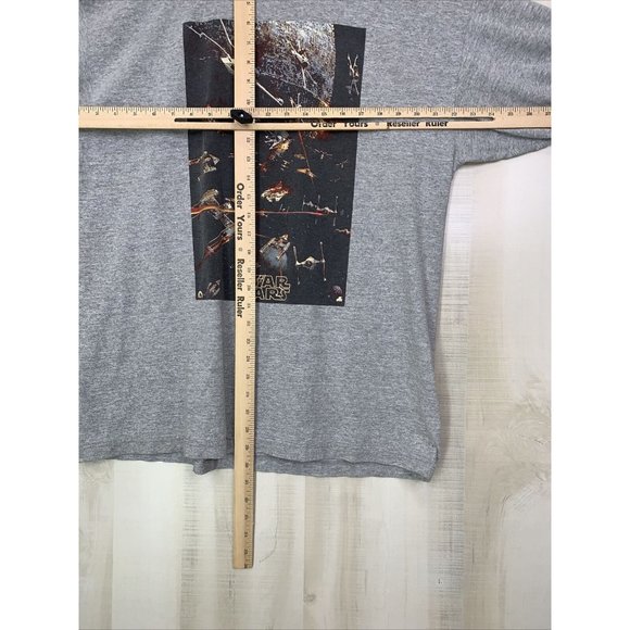 Vintage Star Wars 90s Y2K Death Star Ty Fighter Graphic Ringer Tee Mens XL Shirt - Picture 8 of 9